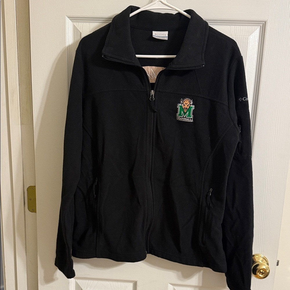 Marshall Columbia Black Fleece Jacket with Embroidered Logo in XL